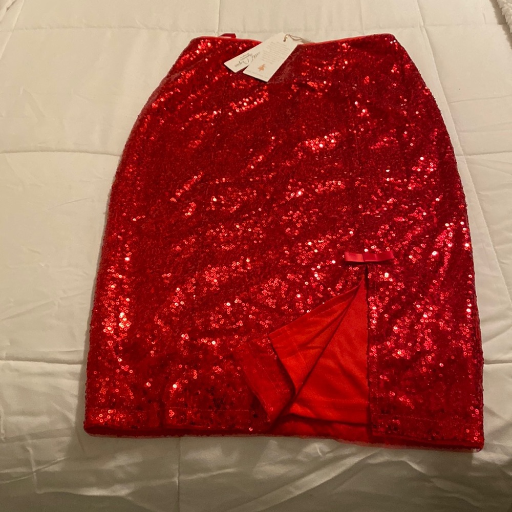 Belle poque red Sequence skirt